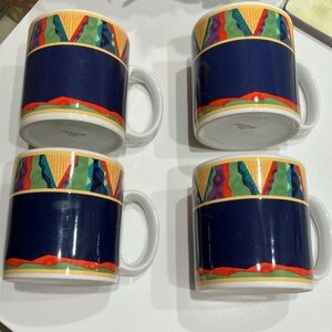 Vintage Oneida Vibrato Colorful Stoneware Mugs Indonesia 1998